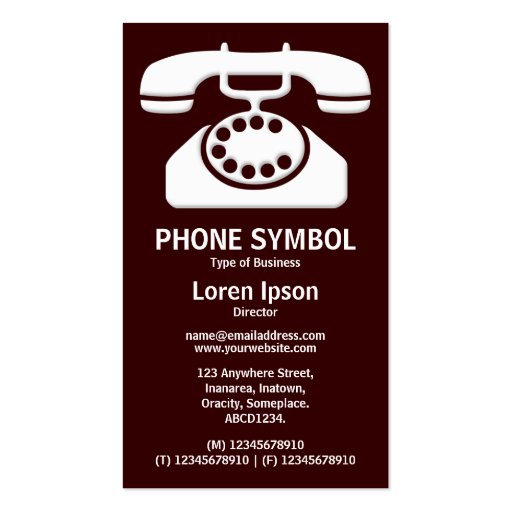 Phone Symbol II Dark Brown (330000) Business Card Zazzle