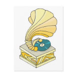 phonograph record player postcard