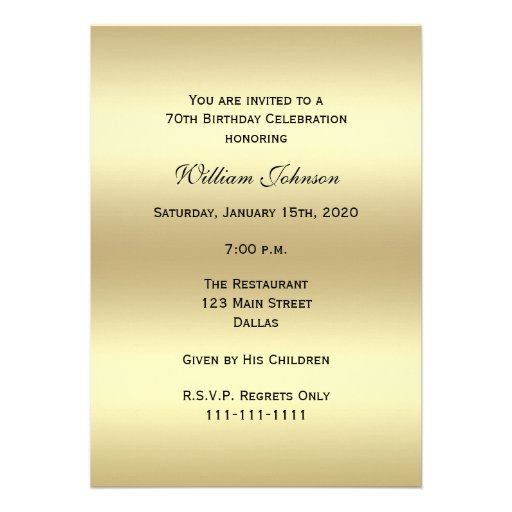 Photo 70th Birthday Party Invitation -- Brown