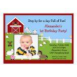 Photo Barn Animals Fun 1st Birthday Announcement