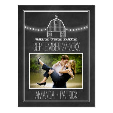 Photo Barn Chalkboard Wedding Save The Date Cards Postcard