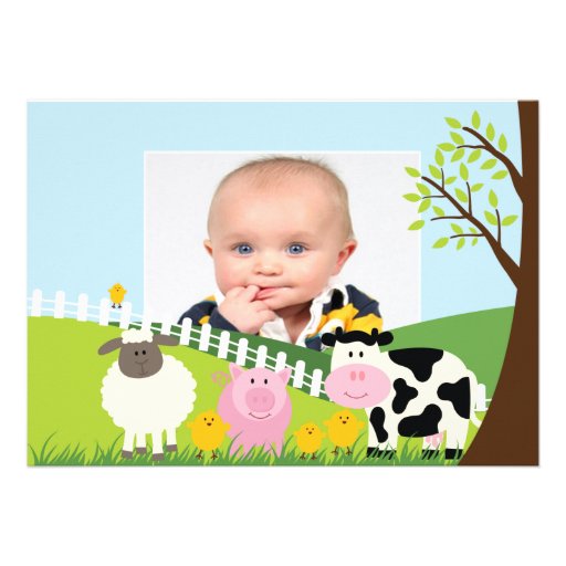 Photo Barnyard Animal Fun Birthday Party Custom Invitation