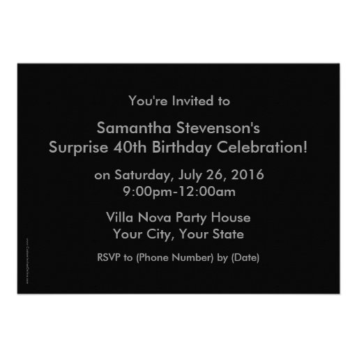 Photo Big 40 Black/Gray Birthday Party Invitations