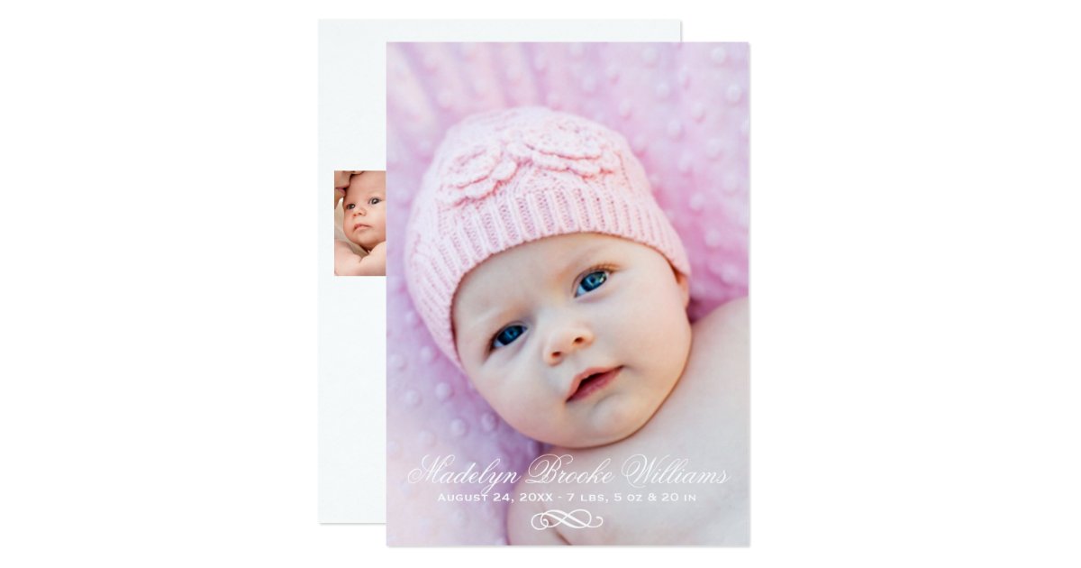 photo birth announcement simple script elegance zazzle simple birth announcement