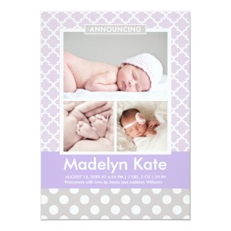 Photo Birth Announcements | Chic Pattern Baby Girl