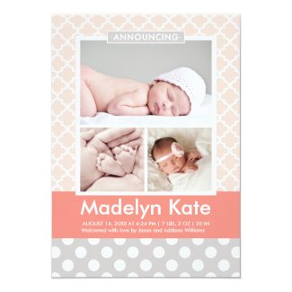 Photo Birth Announcements | Chic Pattern Baby Girl