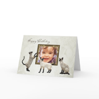 Photo Birthday card with siamese cats