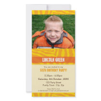 PHOTO BIRTHDAY INVITATIONS :: animal print 4 Photo Greeting Card