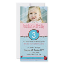 PHOTO BIRTHDAY INVITATIONS :: ladybird 3P Customized Photo Card