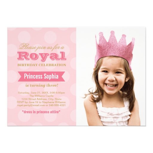 Photo Birthday Party Invitation | Princess in Pink (front side)