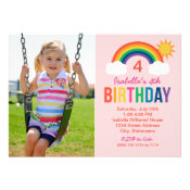 Photo Birthday Party Invitation | Rainbow Colors