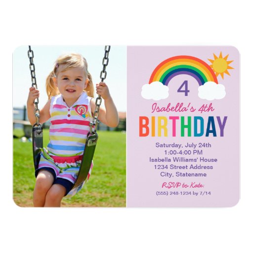 Photo Birthday Party Invitation | Rainbow Colors Invite