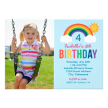 Photo Birthday Party Invitation | Rainbow Colors