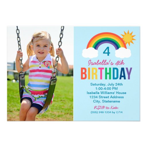 Photo Birthday Party Invitation | Rainbow Colors