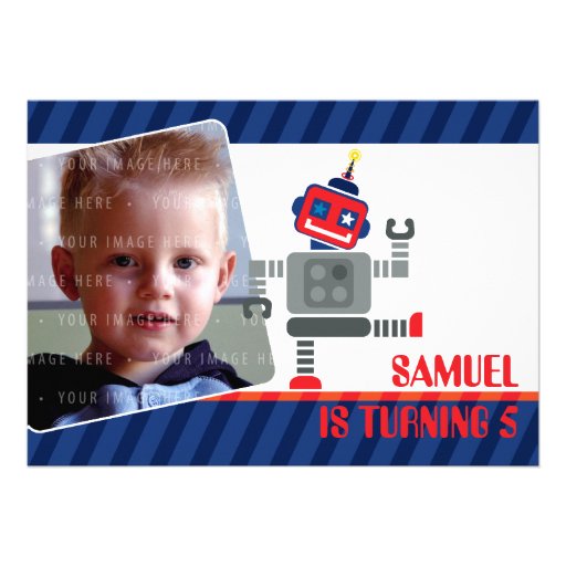 PHOTO BIRTHDAY PARTY INVITES :: robot dancing 3L