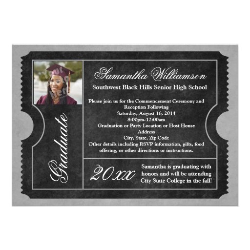 Photo Black Graduation Ticket Invitations (front side)