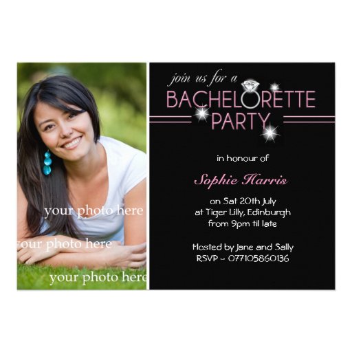 Photo Bling Ring Pink Bachelorette Party Invite