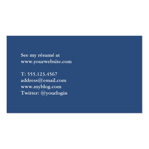 Photo blue graduation formal networking student business card template (back side)