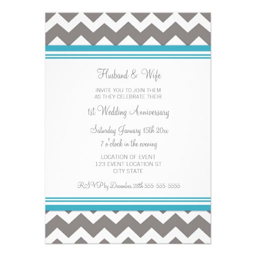 Photo Blue Gray 1st Anniversary Invitation