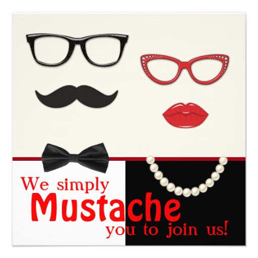 Photo Booth Prop Mustache Birthday Party Personalized Invitations