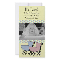 Photo Card Birth Announcement for Twins