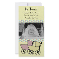 Photo Card Birth Announcement for Twins