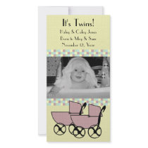 Photo Card Birth Announcement for Twins