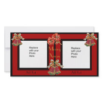 Photo Card Black Gold Floral Double Xmas photo cards