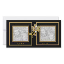 Photo Card Black Gold Flower Double Frame photo cards by Zizzago Photo Card Black Gold Flower Double Frame photo cards