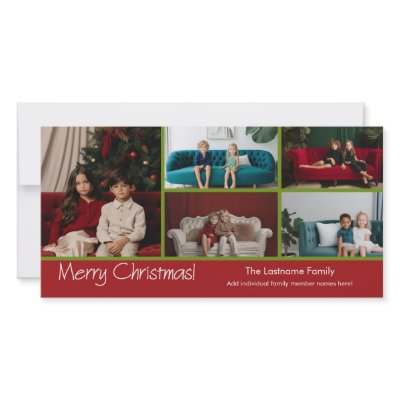 Photo Card: Merry Christmas with 5 photo collage by MarshEnterprises