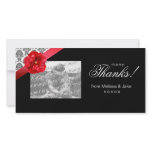 Photo Card with red floral bow & damask