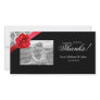 Photo Card with red floral bow & damask