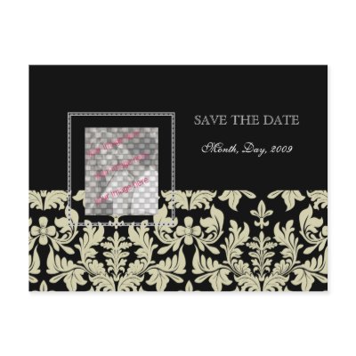 Photo cards, Black White save the date postcards