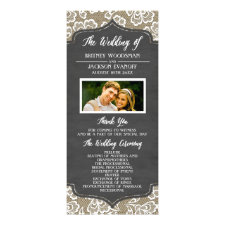 Photo Chalkboard Burlap Lace Wedding Programs Rack Cards