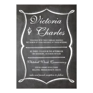 Photo Chalkboard Modern Vintage Typography Invite
