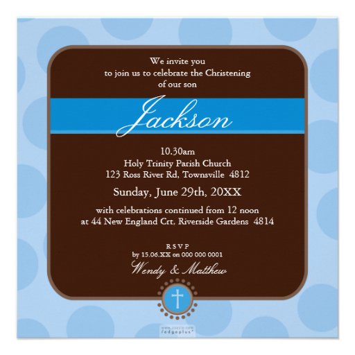 PHOTO CHRISTENING INVITES :: polkadot 6SQ