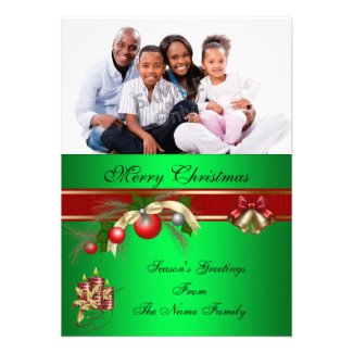 Photo Christmas Red Green Party Greetings Photo Announcement