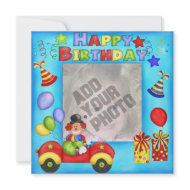 Photo Clown Birthday Card invitation