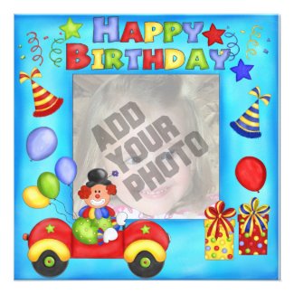 Photo Clown Birthday Card Invite