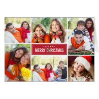 Photo Collage Christmas Greeting Folded Card | Red