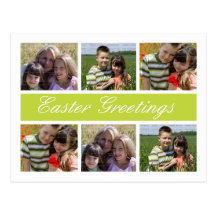 Photo Collage Customized Easter Postcards | Green