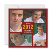 Photo Collage Grad Invitation - Red
