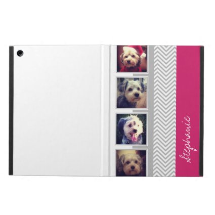 Photo Collage with Gray White Chevron Pattern Case For iPad Air