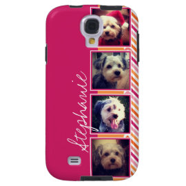 Photo Collage with Hot Pink and Orange Chevrons Samsung Galaxys4 Case