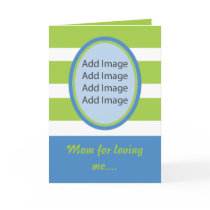 Photo For Mom Green Blue Borders Mothers Day Card cards