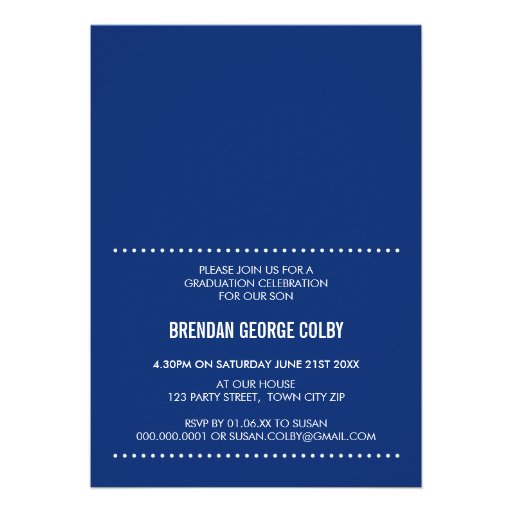 PHOTO GRAD INVITE bold chevron royal navy blue