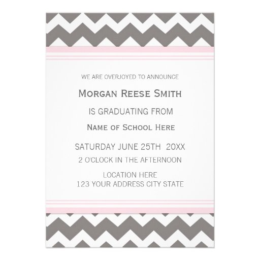 Photo Graduation Announcement Pink Gray