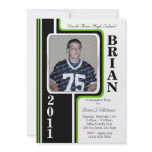 Photo Graduation/ Green Stripe Custom Invite