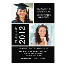 Photo Graduation Invitation ~Classy Black & White