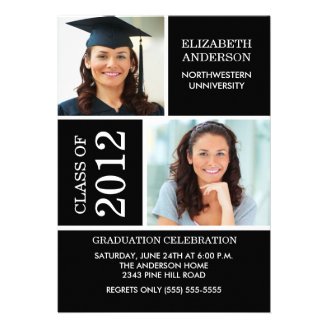 Photo Graduation Invitation ~Classy Black & White